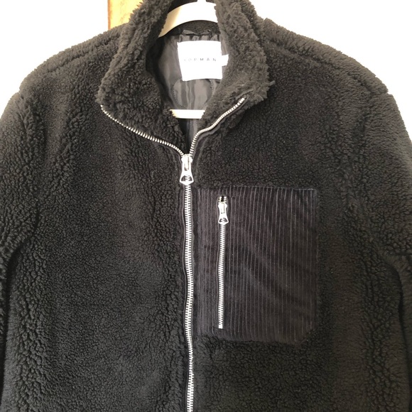 Top Man Black Teddy Fleece Jacket - Picture 5 of 14